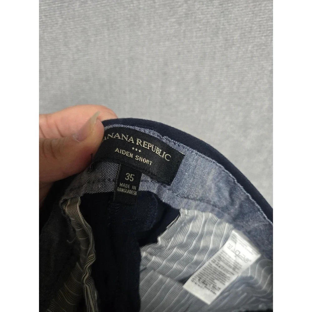 Banana Republic Aiden Short Men 35 Navy Blue Slim Fit Chino Stretch Cotton Short